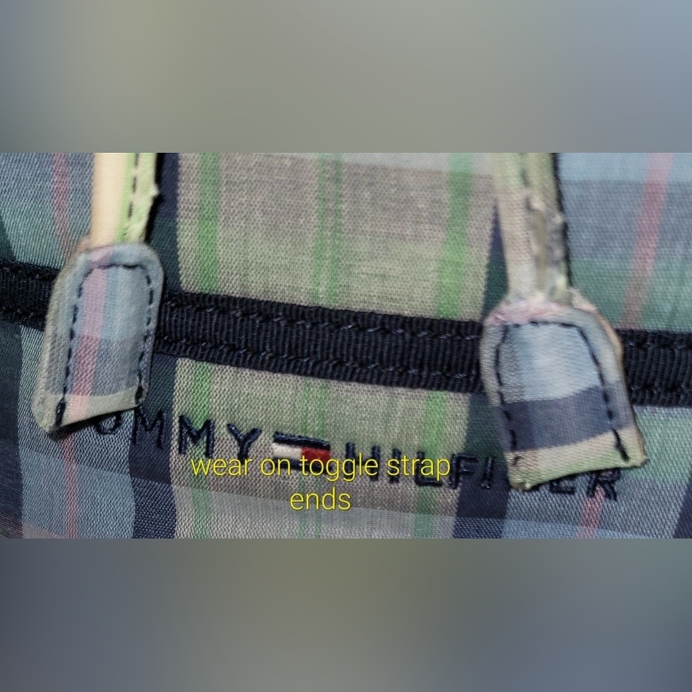 Vintage Tommy Hilfiger Plaid Drawstring Bucket Satchel Crossbody Bag Blue Green - Picture 14 of 16
